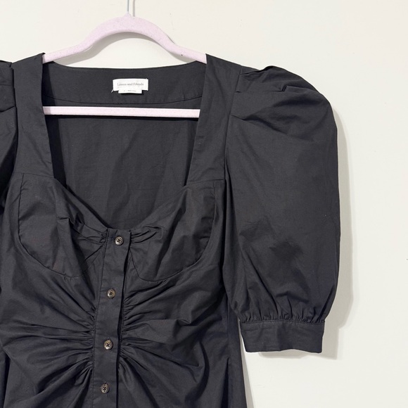 Lovers and Friends Blessed Black Puff Sleeve Button Down Dress - Picture 5 of 7